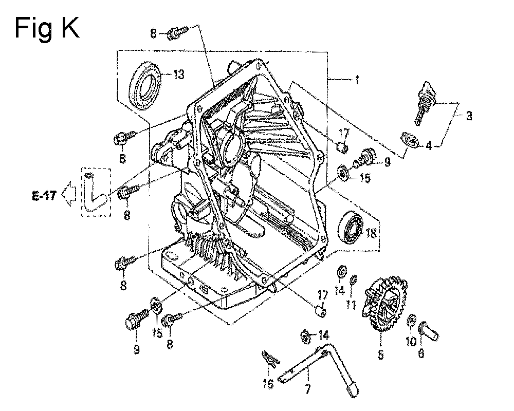 Fig-11 Diagram and Parts List for GC190A Type QHKF Honda Engine