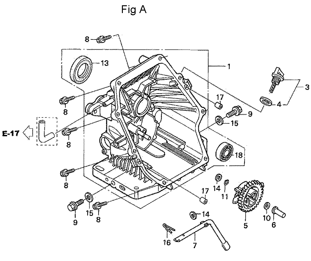 Fig-1 Diagram and Parts List for GC190A Type QEA2 Honda Engine