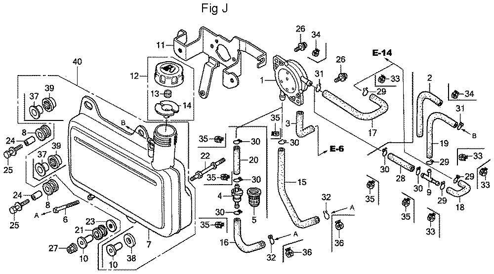 Fig-10 Diagram and Parts List for GC190A Type QHAF Honda Engine