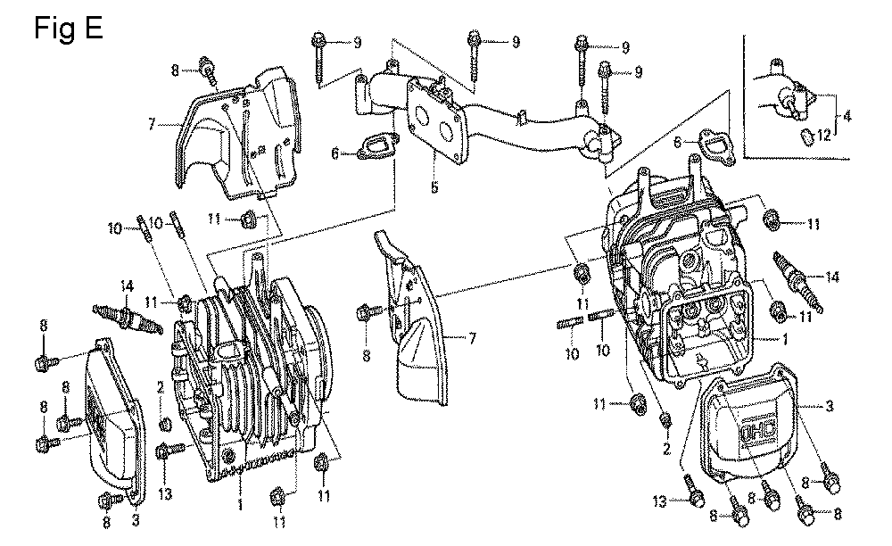 Fig-5 Diagram and Parts List for GCV530 Type DXA Honda Engine