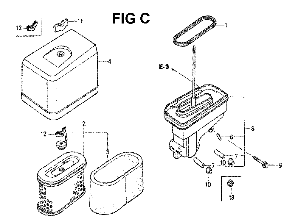 Fig-7 Diagram and Parts List for GXV340 Type DN2 Honda Engine