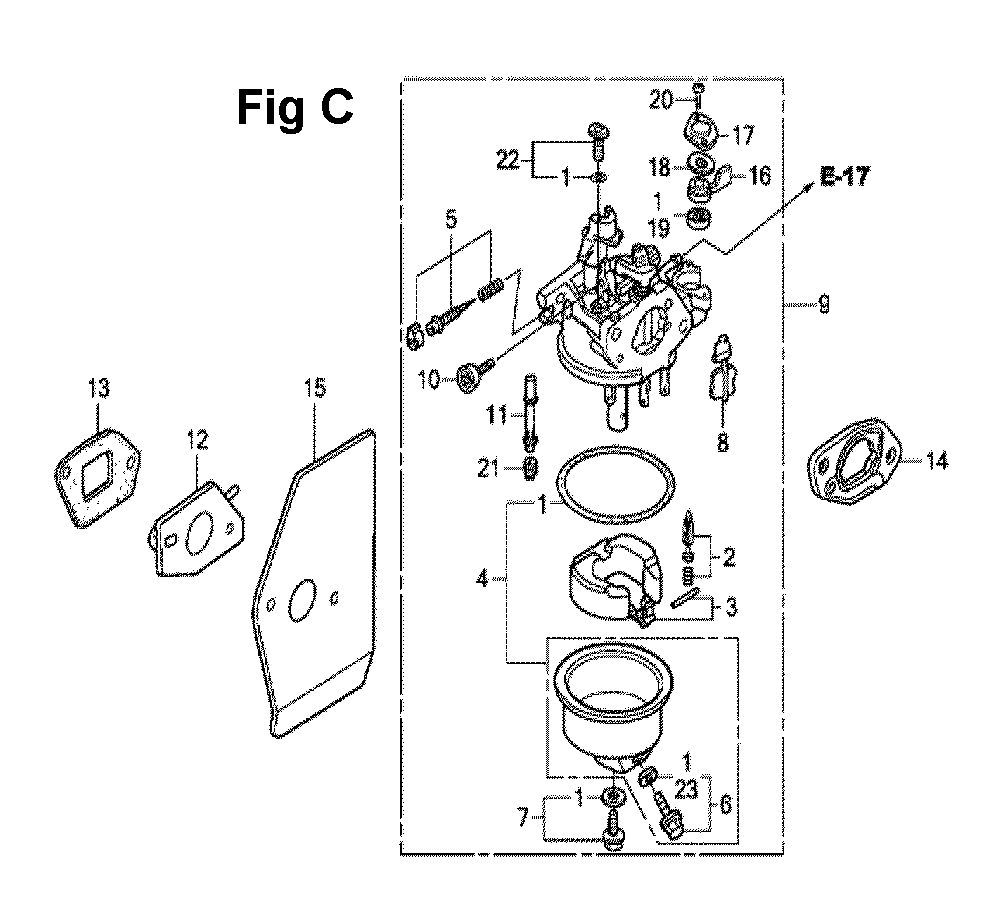 Fig-1 Diagram and Parts List for GXV160H2 Type T1AH Honda Engine