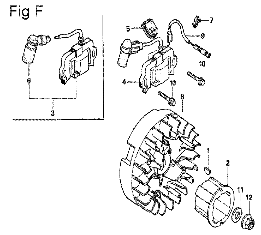 Fig-6 Diagram and Parts List for GX100U Type SE3 Honda Engine
