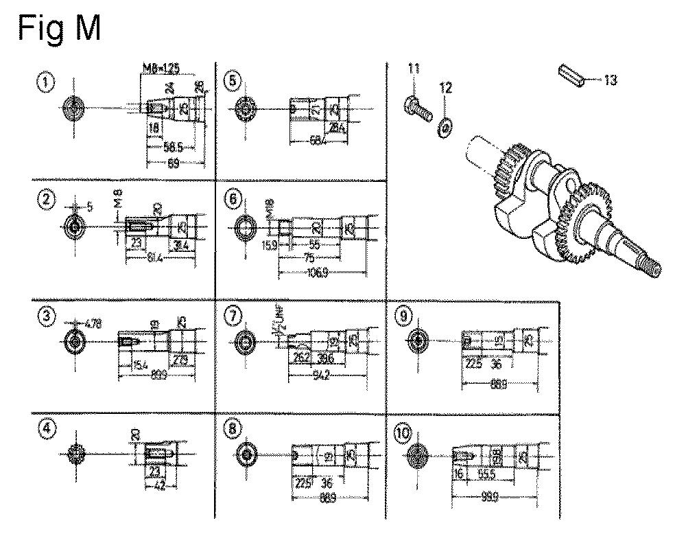 Fig-13 Diagram and Parts List for GX140 Type VET Honda Engine