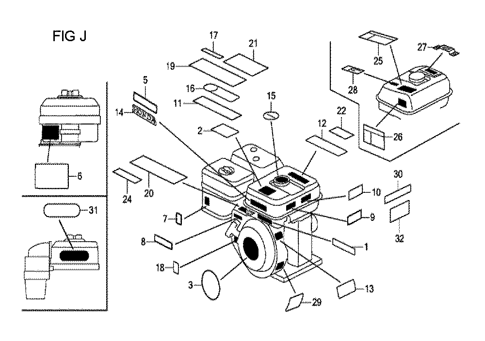 Fig-10 Diagram and Parts List for GX120T1 Type TXBR Honda Engine