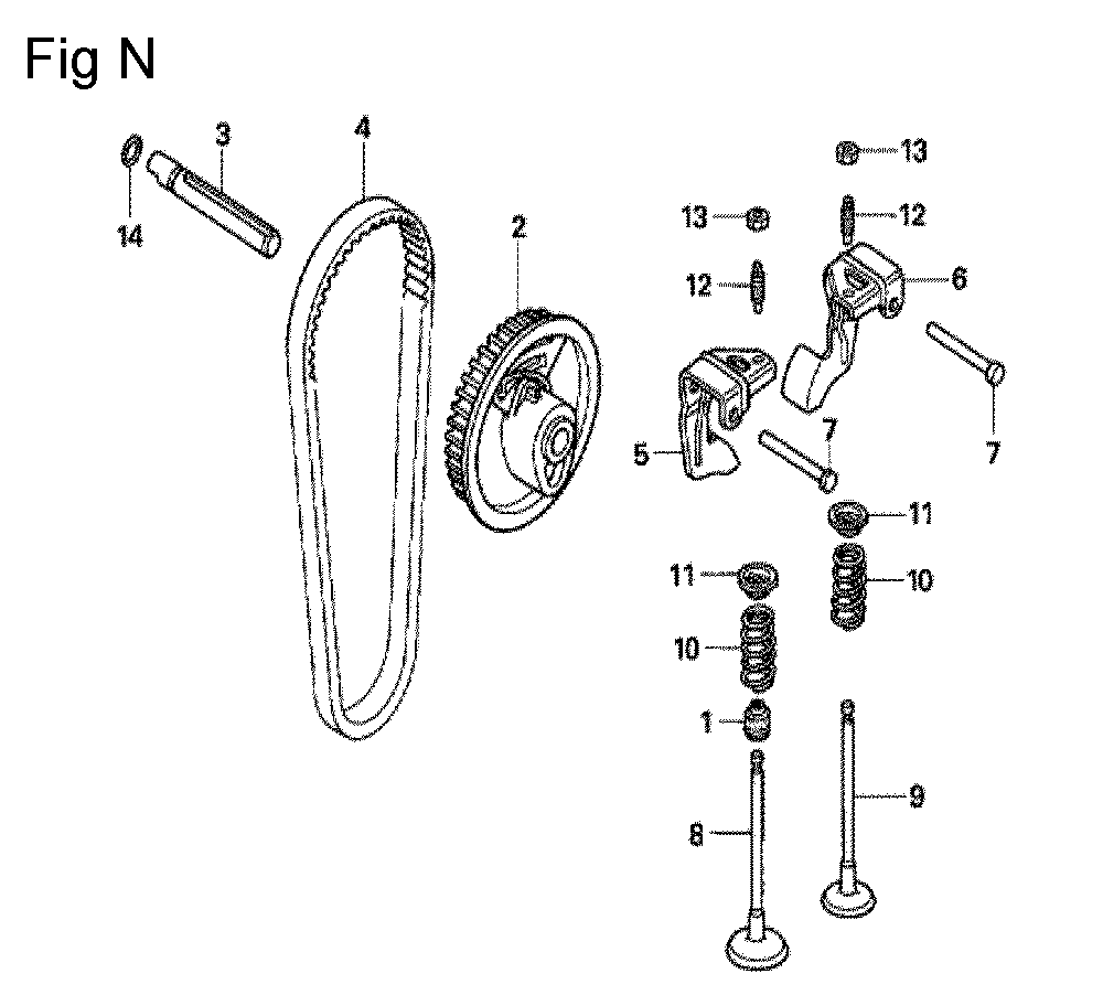 Fig-14 Diagram and Parts List for GX100U Type KRB Honda Engine