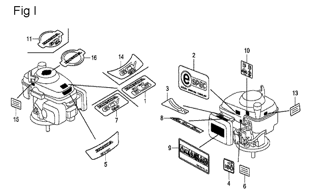 Fig-9 Diagram and Parts List for GCV190A Type S1A Honda Engine