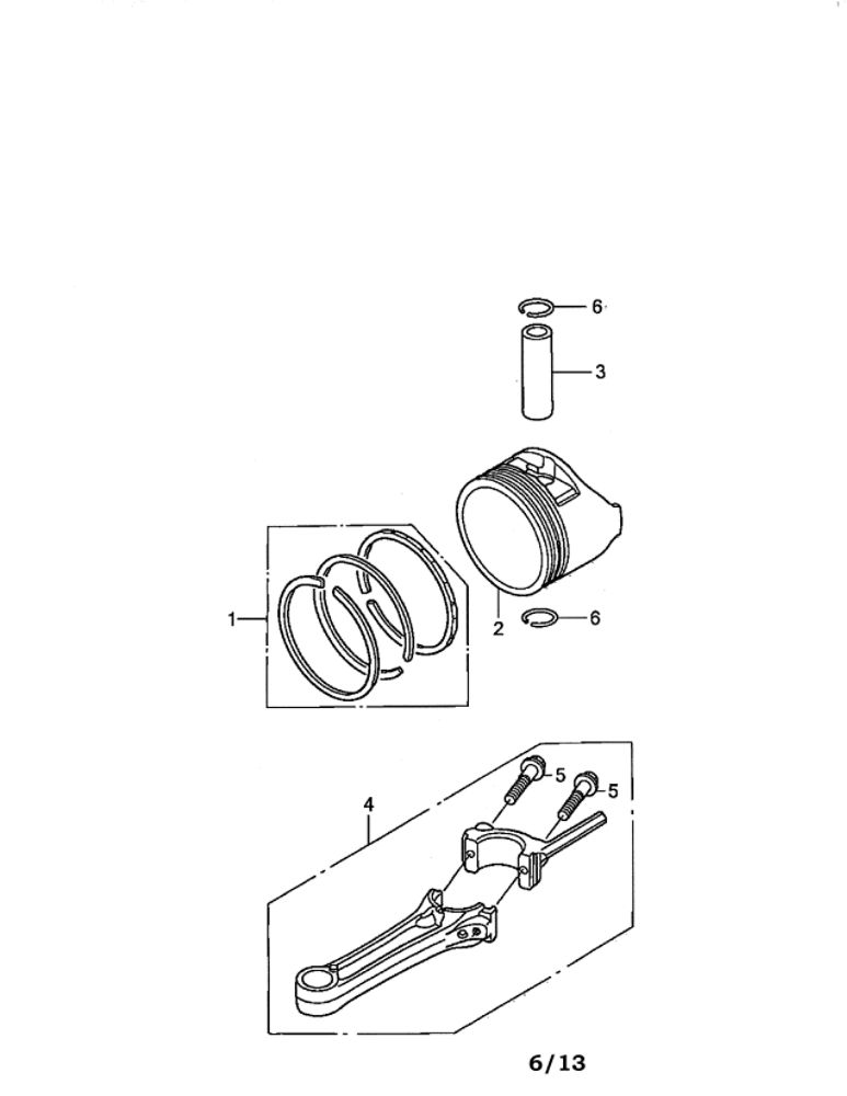 Piston/Connecting Rod Diagram and Parts List for GCV190-LABHH  Honda Engine