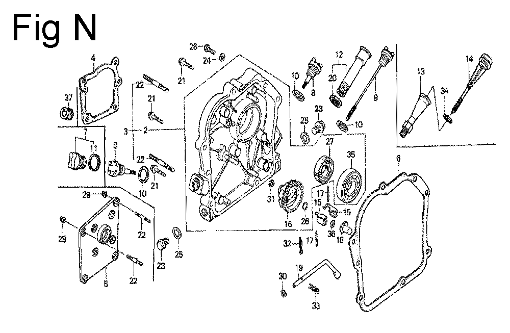 Fig-14 Diagram and Parts List for G100 Type Q Honda Engine