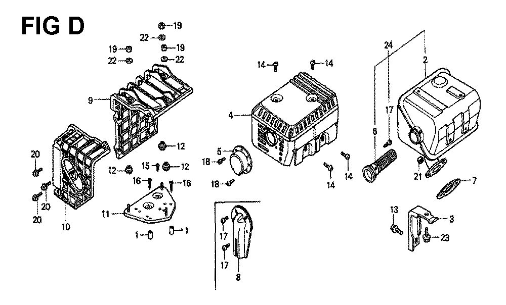 Fig-4 Diagram and Parts List for GX120K1 Type SJD2 Honda Engine