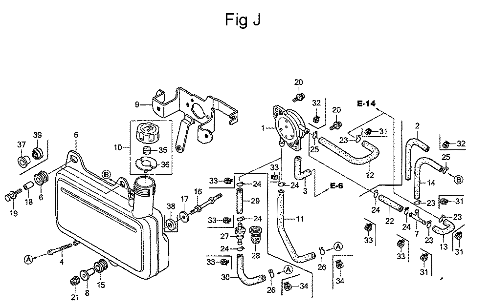 Fig-10 Diagram and Parts List for GC160 Type PXA Honda Engine