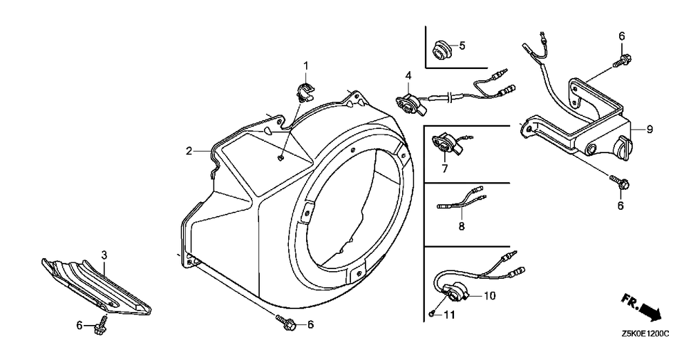 Fan Cover (1) Diagram and Parts List for GX270UT2 (Type  PAE2/A)(GCBGT-2000001 - 2258490) Honda Engine