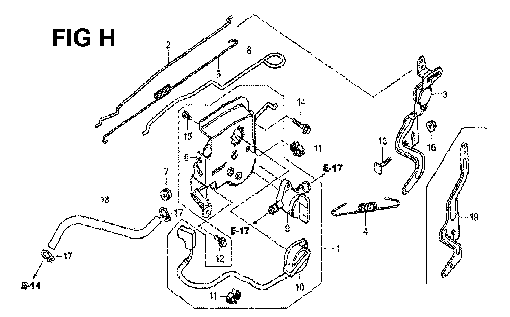 Fig-8 Diagram and Parts List for GCV190LA Type N5B Honda Engine