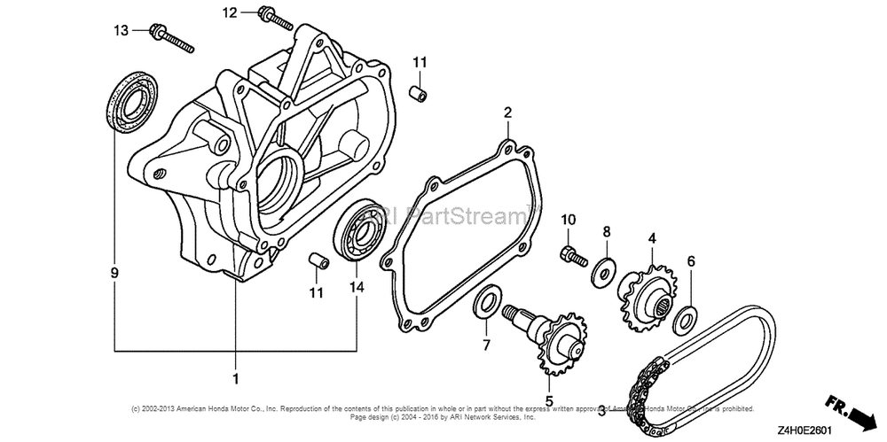 Reduction (2) Diagram and Parts List for GX120UT1 (typeKRSB)(GCAGT-1000001) Honda Engine