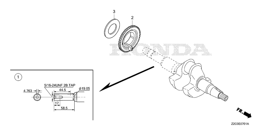 Crankshaft (2) Diagram and Parts List for GS190LAX (Type QHAF)(GCACA-2074905-9999999) Honda Engine
