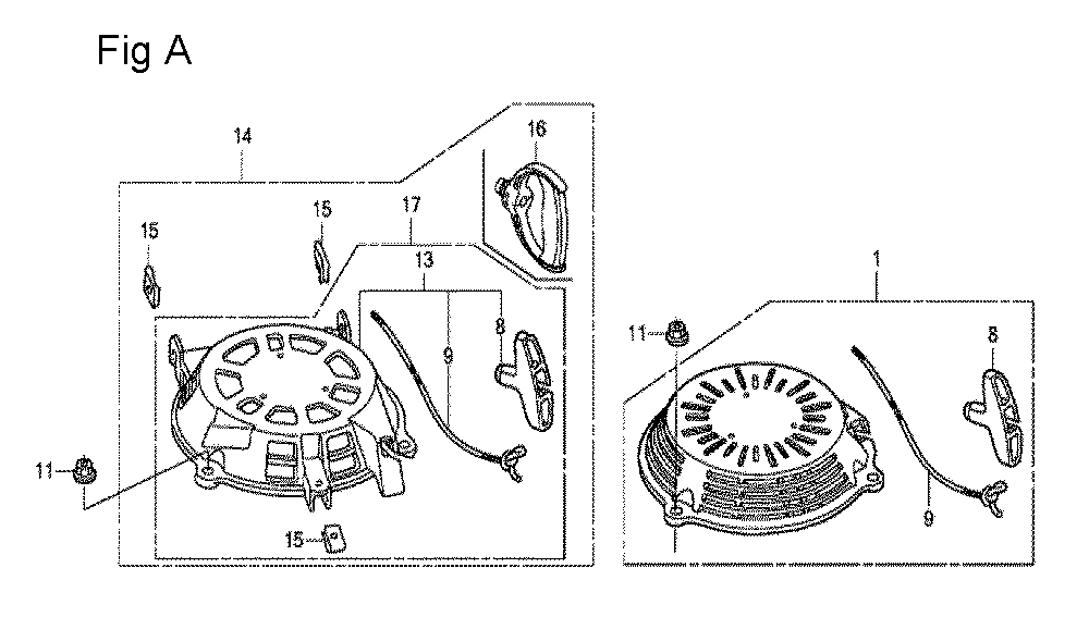 Fig-1 Diagram and Parts List for GCV160LA0 Type A1AF Honda Engine