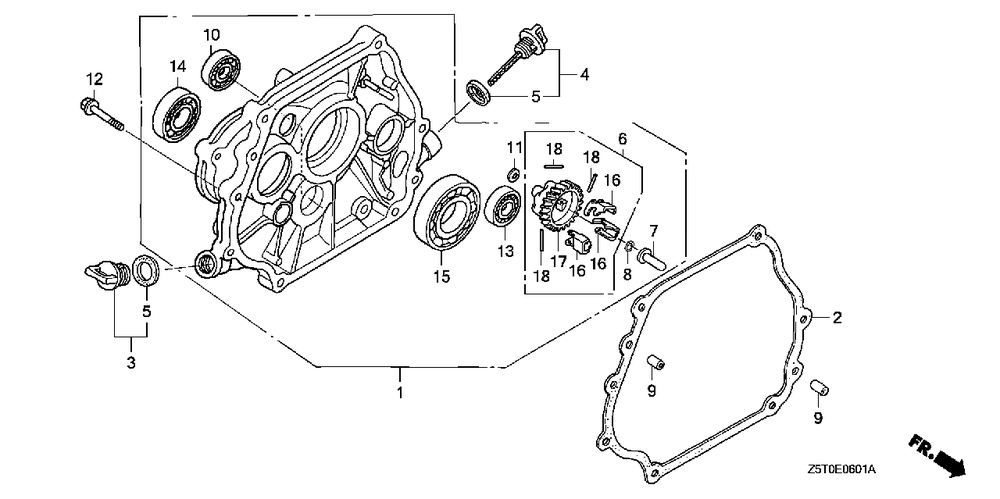 Crankcase Cover (2) Diagram and Parts List for GX390UT2 (Type  HA2/A)(GCBCT-3000001 - 9999999) Honda Engine