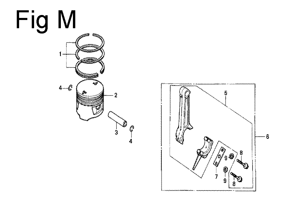 Fig-13 Diagram and Parts List for G100 Type S2X Honda Engine
