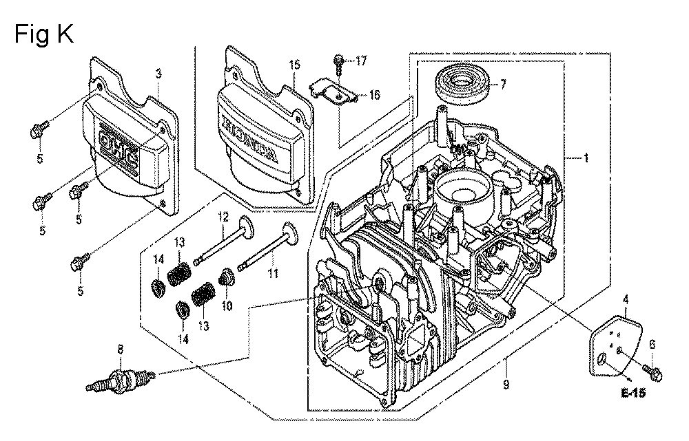 Fig-11 Diagram and Parts List for GCV160A Type R1A Honda Engine