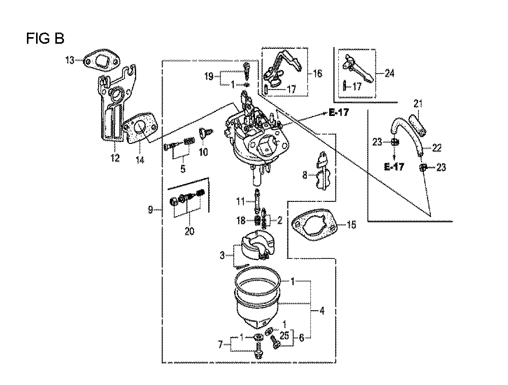 Fig-2 Diagram and Parts List for GX120T1 Type VPM4 Honda Engine