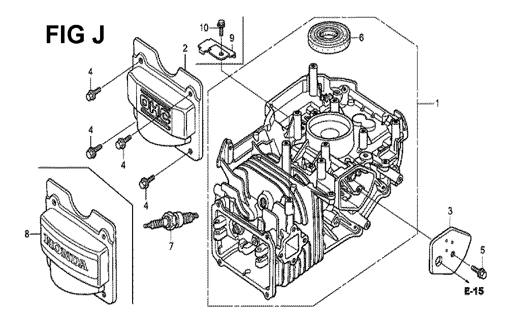 Fig-10 Diagram and Parts List for GCV190LA Type N5B Honda Engine