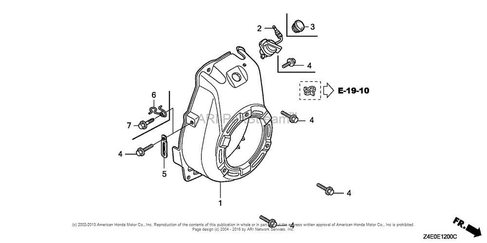 Fan Cover Diagram and Parts List for GX100U (typeKRB5)(GCAGK-1000001) Honda Engine