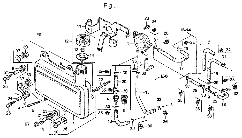 Fig-10 Diagram and Parts List for GC190A Type MEA2 Honda Engine