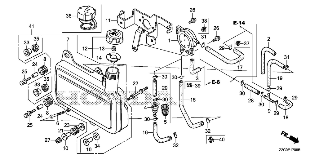 Fuel Tank - Fuel Pump Diagram and Parts List for GS190LAX (Type QHAF)(GCACA-2074905-9999999) Honda Engine