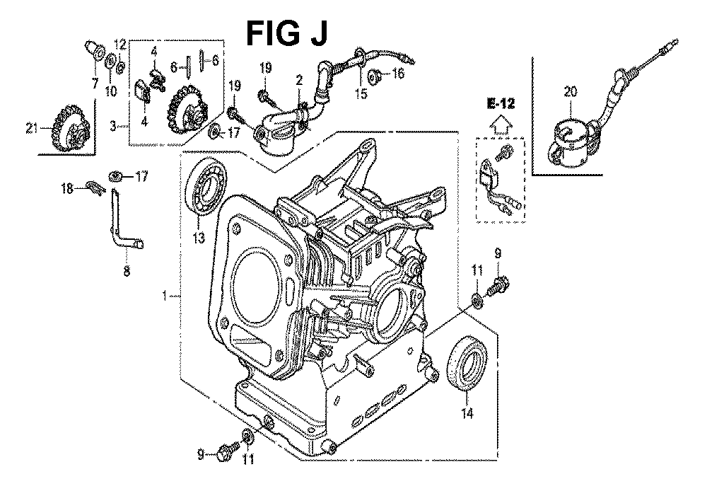 Fig-15 Diagram and Parts List for GX160H1 Type VPM6 Honda Engine