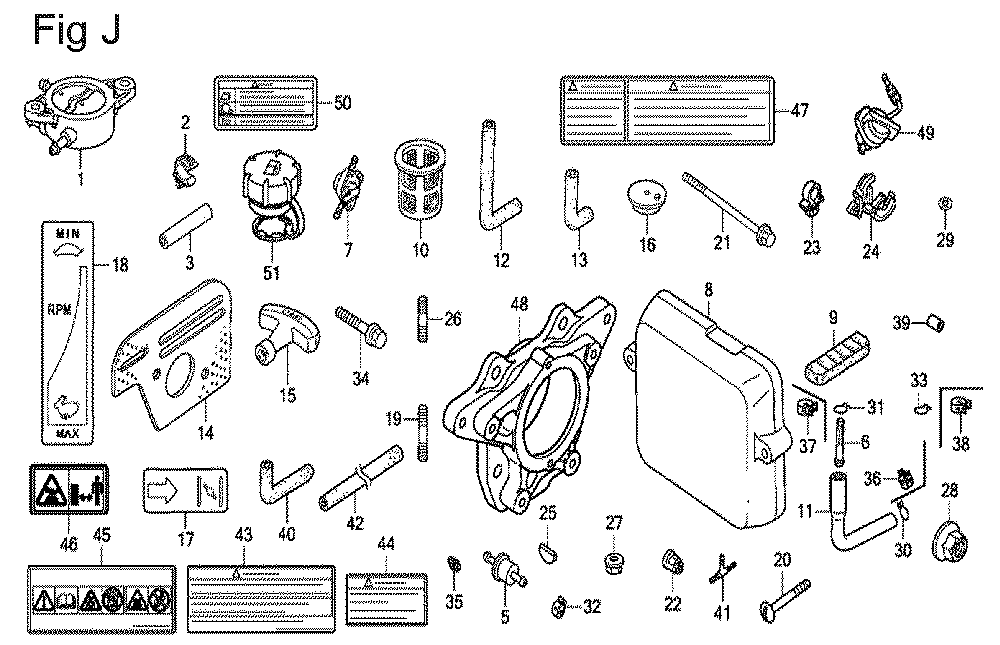 Fig-10 Diagram and Parts List for GX100U Type QBE Honda Engine