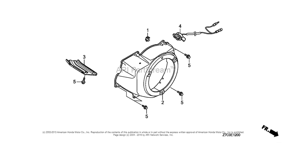 Fan Cover Diagram and Parts List for GX270UH (typeQXC9)(GCAGH-0000001) Honda Engine