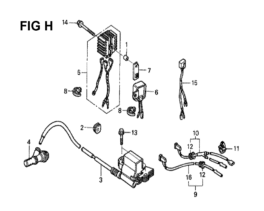 Fig-5 Diagram and Parts List for GXV340K2 Type DNG4 Honda Engine