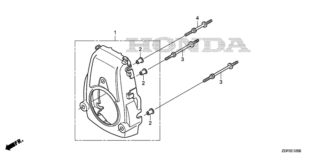 Fan Cover Diagram and Parts List for GXH50UTX (Type QXB4)(GCBYT-2000001-9999999) Honda Engine