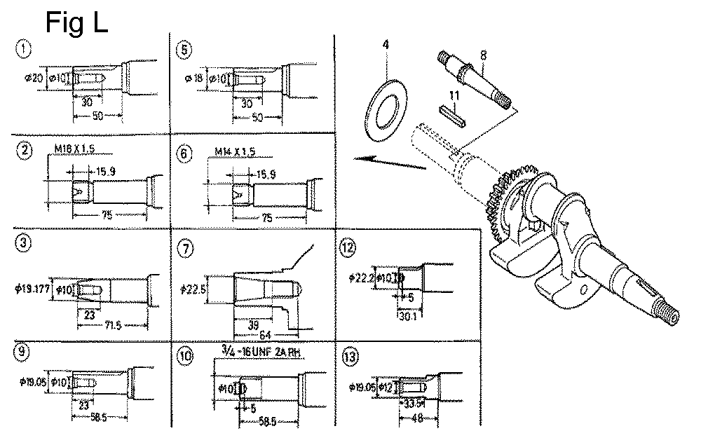 Fig-12 Diagram and Parts List for GC135 Type VXP4 Honda Engine