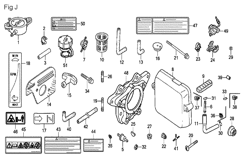 Fig-10 Diagram and Parts List for GX100U Type QA2 Honda Engine