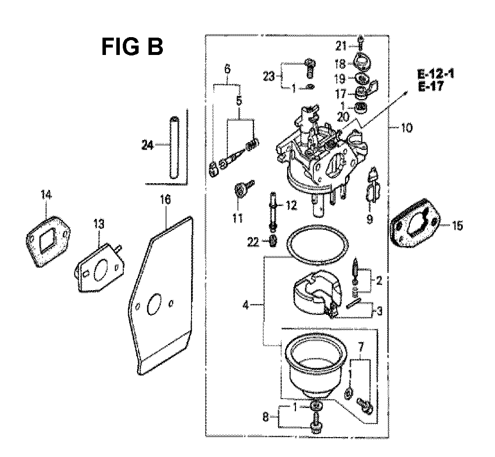 Fig-4 Diagram and Parts List for GXV160 Type S Honda Engine