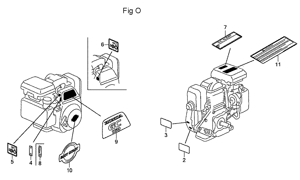 Fig-15 Diagram and Parts List for GC160LA Type QDE Honda Engine