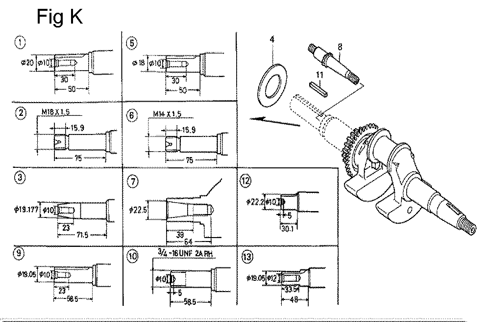 Fig-11 Diagram and Parts List for GC135 Type SHE6 Honda Engine