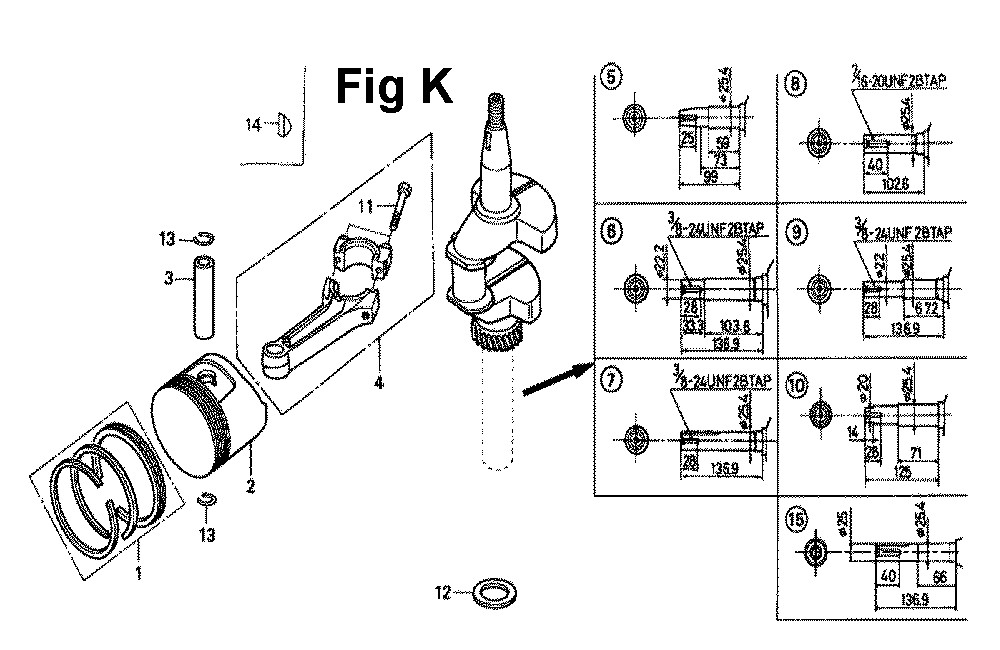Fig-12 Diagram and Parts List for GXV160 Type N42 Honda Engine