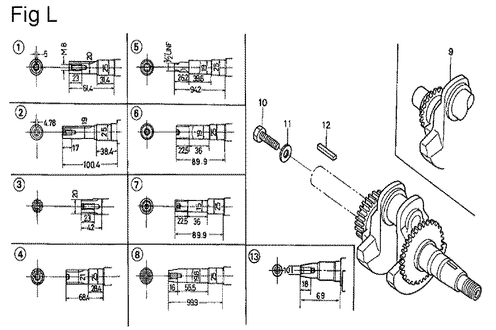 Fig-6 Diagram and Parts List for GX200 Type VX4P Honda Engine