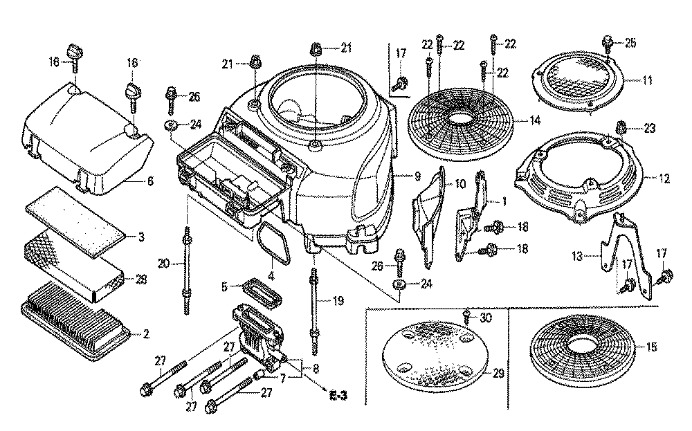 Fig-0 Diagram and Parts List for GCV530 Type QEA3 Honda Engine