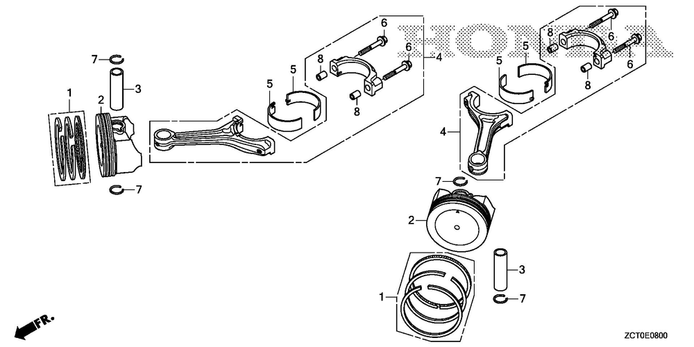 Piston Diagram and Parts List for GXV690RHX (Type TAF3)(GJAEH-2000001-9999999) Honda Engine