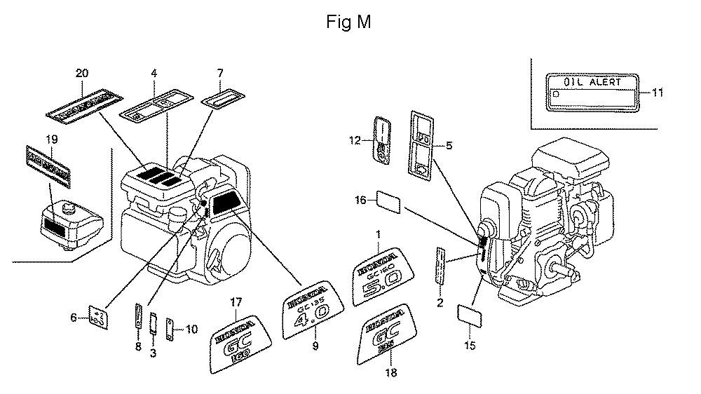 Fig-13 Diagram and Parts List for GC160 Type WKT2 Honda Engine