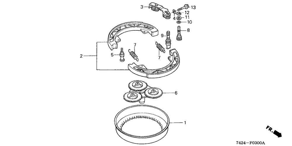 Clutch Outer Diagram and Parts List for HP400K3 (Type  BA/C)(NAA-2800448 - 9999999) Honda Lawn Tractor Accessories