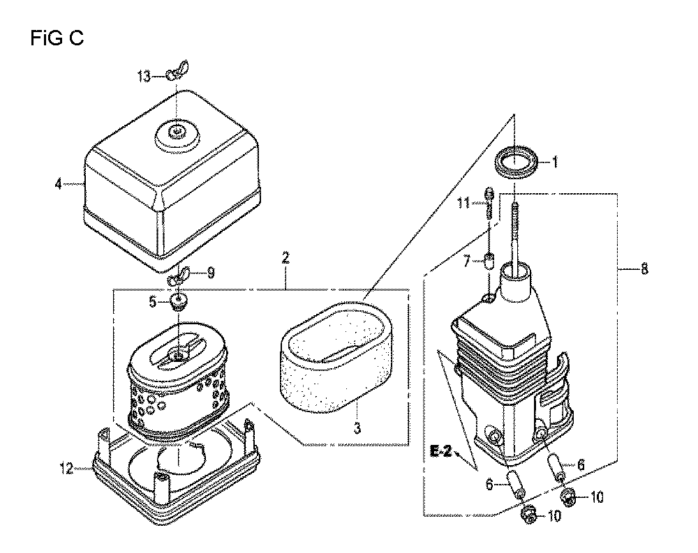 Fig-3 Diagram and Parts List for GX120T1 Type TX2 Honda Engine