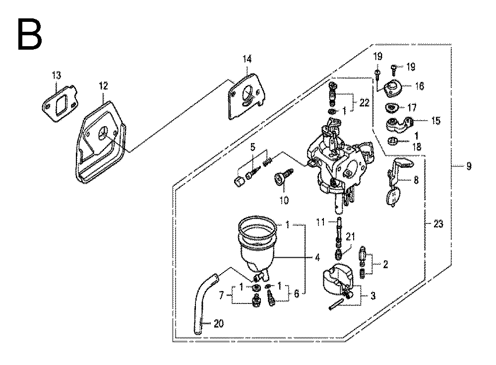 Fig-2 Diagram and Parts List for GX100 Type QA2 Honda Engine