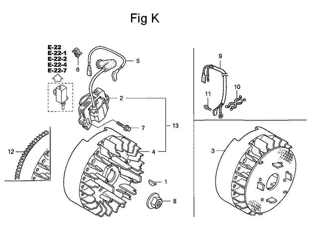 Fig-11 Diagram and Parts List for GC160 Type QHA2 Honda Engine