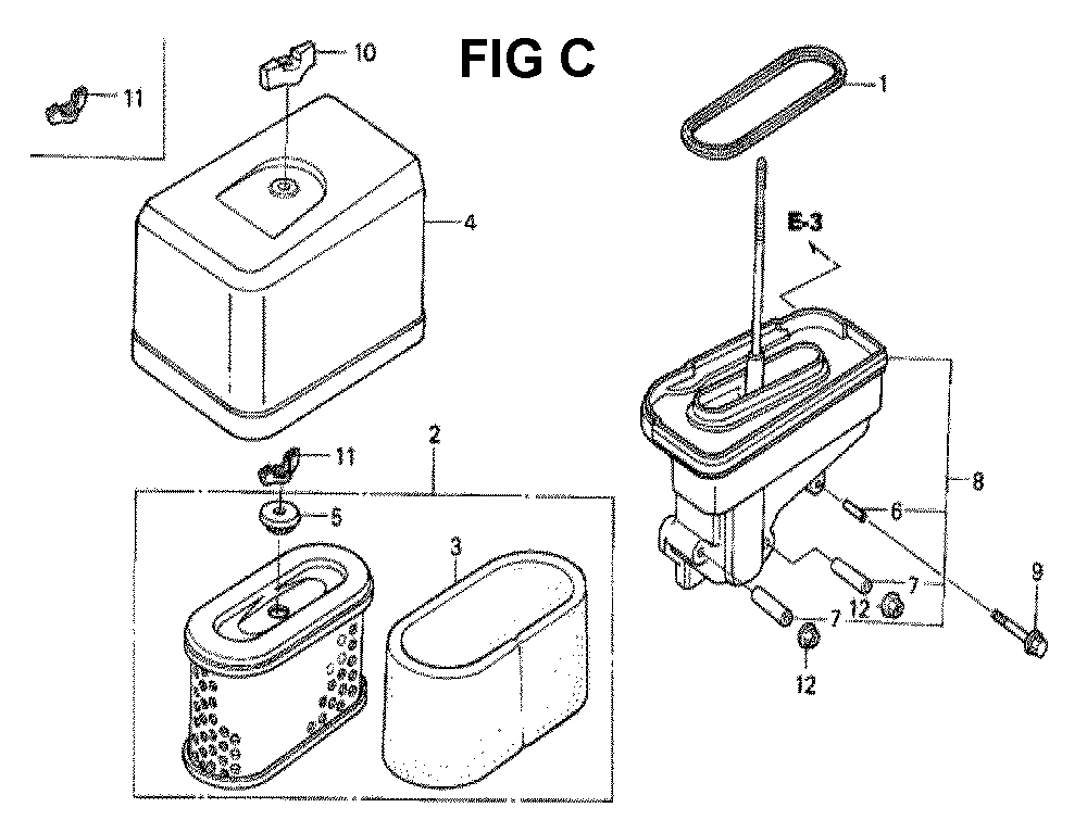 Fig-12 Diagram and Parts List for GXV340K2 Type DAP6 Honda Engine