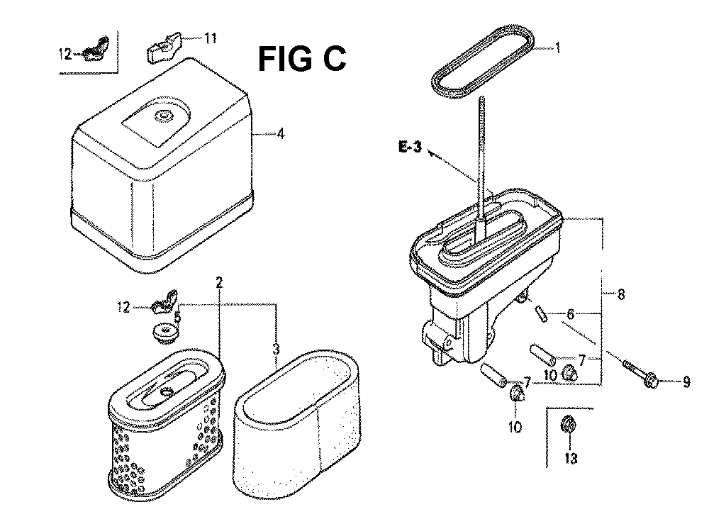 Fig-8 Diagram and Parts List for GXV340K1 Type DX3 Honda Engine