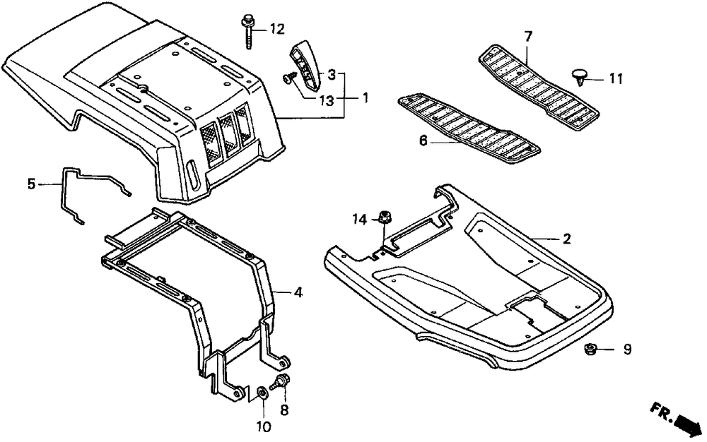 Rear Body Diagram and Parts List for H3011H (Type  HSA)(MZAJ-6000001 - 9999999) Honda Lawn Mower